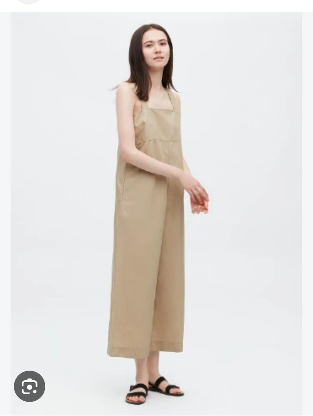 Uniqlo Beige Wide-Leg Square-Neck Jumpsuit